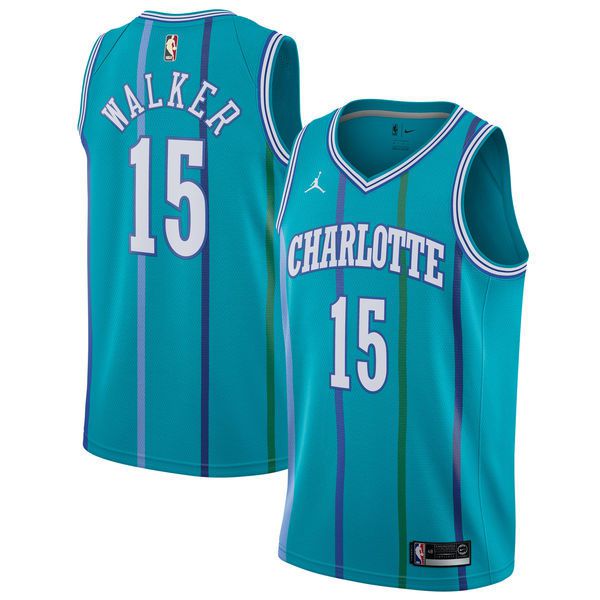 Men Charlotte Hornets #15 Kemba Walker Green Swingman Hardwood Classics NBA Jersey